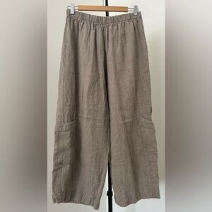 🌾 Bryn Walker Linen Cropped Wide-Leg Pants — Easy Coastal Style (Size S)